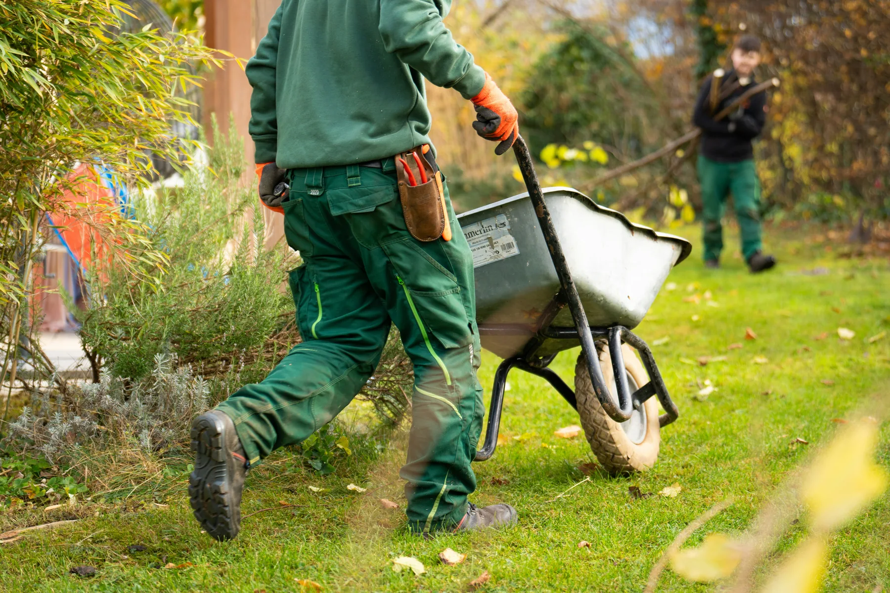 Landscape professionals completing a residential installation